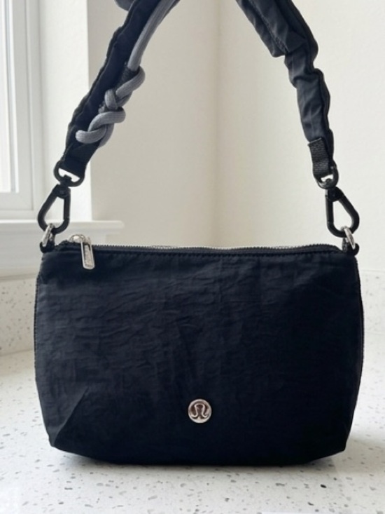 lululemon athletica Handbags - lululemon athletica Black Nylon Shoulder Pouch ruched Braided Strap